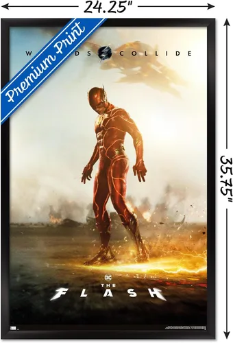 Miniatura 3 de DC Comics Movie The Flash - Póster de pared de una hoja, 34 pulgadas de largo x 22.4 pulgadas de ancho, versión enmarcada en negro Versión con marco
