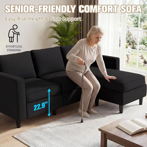 Miniatura 5 de JAMFLY Sofá modular para sala de estar, sofá reversible de 3 plazas con otomana convertible, sofás modernos en forma de L para apartamentos