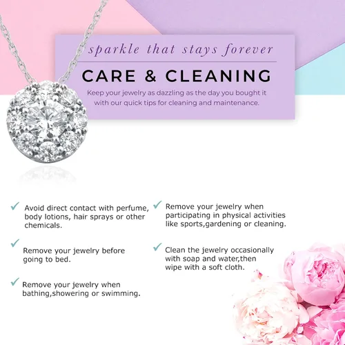 Miniatura 6 de La Joya Collar con colgante de diamante cultivado en laboratorio para mujer, collar redondo de halo Diamantes de 12 a 1 quilate agrupados para un