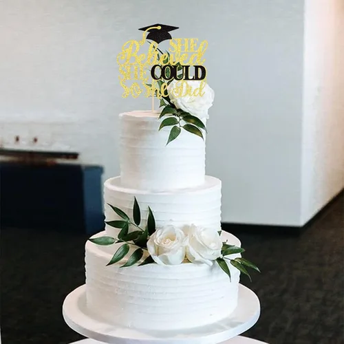 Miniatura 5 de 1 pieza de decoración para tartas con tapa de graduación con purpurina para la clase de 2026, decoración de pastel de graduación para graduación