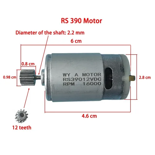 Miniatura 2 de 1pcs 12T 6V 12V RS390 Motor(12V380 15000RPM)