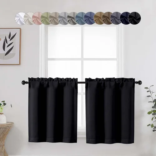 Miniatura 61 de Aqua Cafe - Juego de 2 paneles de cortinas opacas de 24 pulgadas de largo, con aislamiento térmico suave y sólido, para ventanas de baño, sótano