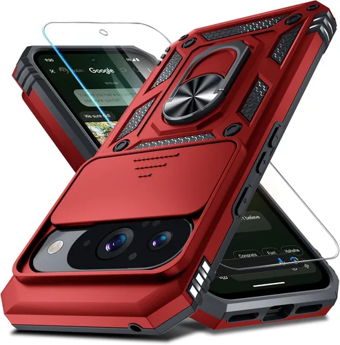Miniatura 50 de Janmitta - Funda compatible con Google Pixel 9 Pro XL con cubierta deslizante para lente de cámara incorporada + protector de pantalla + soporte