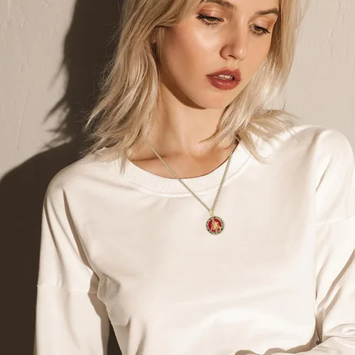 Miniatura 259 de Collar con colgante de plata de ley 925 con medalla de San Patrón, joyería religiosa para hombres y mujeres, con cadena de acero inoxidable 316L