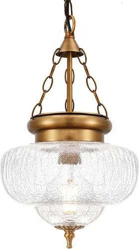 Miniatura 19 de Lámparas colgantes de latón antiguo cepillado para isla de cocina, accesorios de iluminación de altura ajustable, lámpara colgante vintage con Dorado
