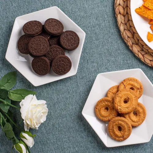 Miniatura 5 de DELLING Juego de 6 platos de aperitivo de 7 pulgadas, platos pequeños de postre de porcelana, platos de ensalada de cerámica blanca para aperitivos