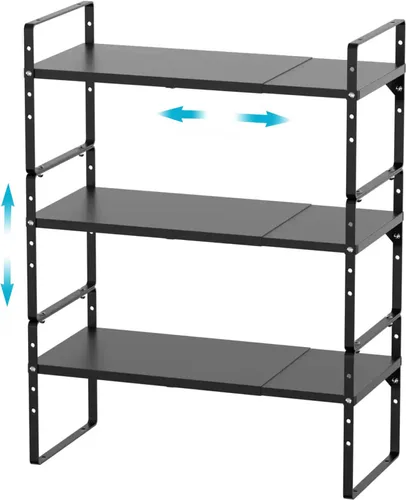 Miniatura 10 de iPEGTOP Estante organizador de almacenamiento expandible para gabinete, soporte de armario resistente, estante de especias, altura ajustable