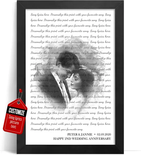 Miniatura 34 de VICILO Póster personalizado con letras de canciones, lienzo para decoración de pared, acordes de canción perfecta, regalo de aniversario de un año