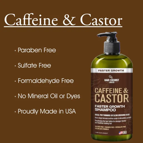 Miniatura 5 de Hair Chemist Champú de crecimiento más rápido con cafeína y ricino, 33.8 onzas, champú para el cabello para un crecimiento más rápido del cabello