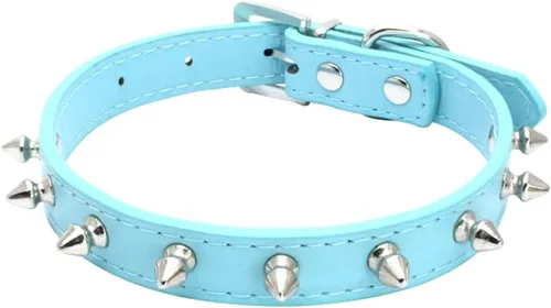 Miniatura 10 de Collar de perro con pinchos para perros pequeños, remache de hongos, piel sintética suave, collar con tachuelas para gato, collar ajustable