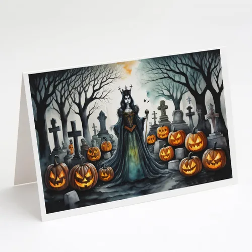 Miniatura 11 de Caroline's Treasures DAC2223GCA7P - Tarjetas de felicitación y sobres de Halloween espeluznantes de gato negro, paquete de 8 tarjetas en blanco
