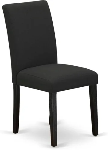 Miniatura 5 de East West Furniture ABP6T24 Abbott Parson - Sillas de comedor tapizadas de tela de lino de color negro, juego de 2, color negro cepillado