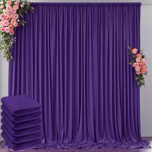 Miniatura 48 de Cortinas de telón de fondo blanco de 30 pies x 8 pies para fiestas de boda, 6 paneles de 5 pies x 8 pies, cortinas de fotografía de poliéster sin