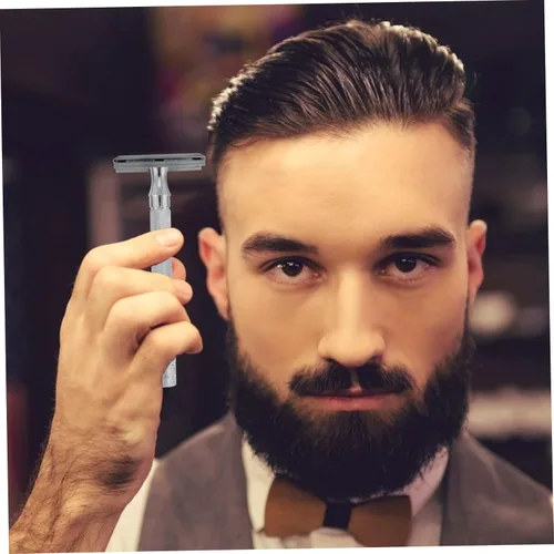 Miniatura 2 de Angoily 2 piezas de afeitar de mango blanco reutilizable doble filo seguridad barba Trimmer 2 piezas blancas.