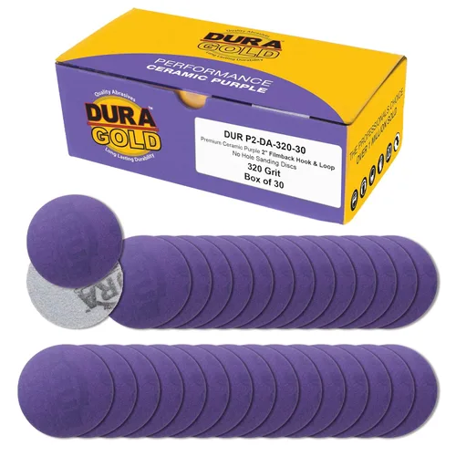 Miniatura 11 de Dura-Gold Discos de lijado de cerámica de película morada de grano 180 prémium de 2 pulgadas, caja de 30 – papel de lija con soporte de gancho