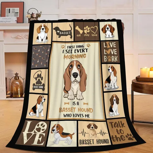 Manta de Bassset, manta de felpa suave de forro polar para perros, ropa de cama de animales y perros, regalos acogedores para mujeres, niñas, niños