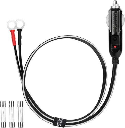 Adaptador de encendedor de cigarrillos macho de 14 AWG 20 A, cable de alimentación con cable de 2 pies / 2.0 ft 14 AWG para inversor de automóvil,