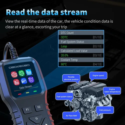 Miniatura 5 de AZIJYV Escáner K1 obd2, herramienta de diagnóstico del escáner obd2, lector de códigos de coche para comprobar la luz del motor, datos en vivo