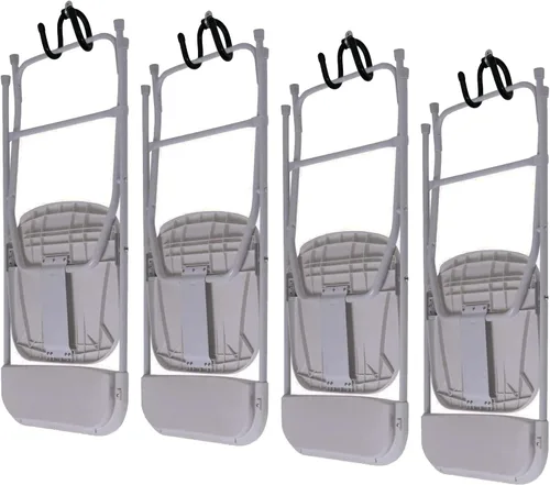 AUXPhome Paquete de 4 estantes de almacenamiento para sillas, organizador y colgador de sillas plegables montadas en la pared, organizador de