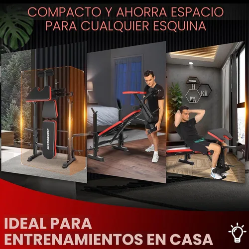 Miniatura 7 de OPPSDECOR Juego de banco de pesas todo en uno de 900 libras con estante para sentadillas, banco de entrenamiento ajustable con desarrollador