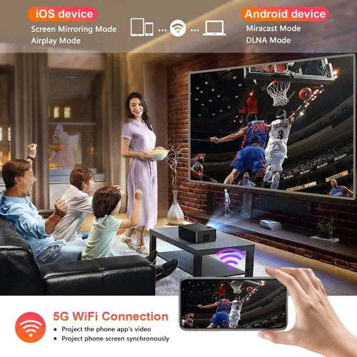 Miniatura 4 de Proyector 5G WiFi Bluetooth nativo 1080P [pantalla de proyector y bolsa de transporte incluidas], proyector de película CEBORY 15000LM Full HD