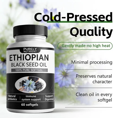 Miniatura 2 de Aceite de semilla negra etíope Purely Nutrient, aceite de semilla de comino negro prensado en frío puramente nutritivo, sin OMG, sin gluten, 60