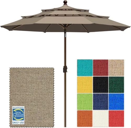 Miniatura 53 de EliteShade USA Sombrilla de Mercado de 10 Años Sin Decoloración de 9 Pies 3 Niveles Sombrilla de Patio Sombrilla de Mesa para Exteriores con Beige
