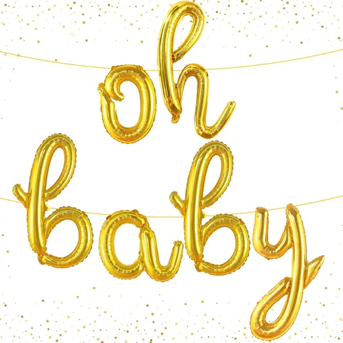KatchOn Letrero de globo dorado con texto en inglés "Oh Baby", 16 pulgadas, perfecto para baby showers y revelaciones de género