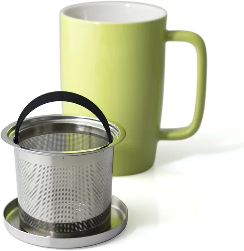 Miniatura 3 de FORLIFE Taza de preparación con acabado brillante de rocío con infusor de cesta y tapa inoxidable "Mirror", 18 onzas, lima