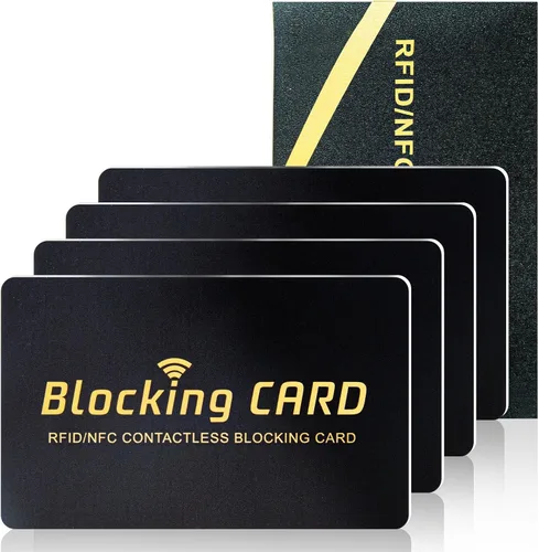 Schembo Funda de bloqueo RFID, protector de tarjeta de débito y crédito contactless NFC y pasaporte, una tarjeta protege toda la cartera/bolso para