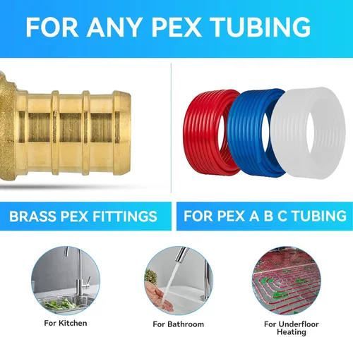 Miniatura 6 de Paquete de 10 codos reductores PEX, latón de 3/4 x 1/2 pulgadas, 90 grados, certificado ASTM F1807