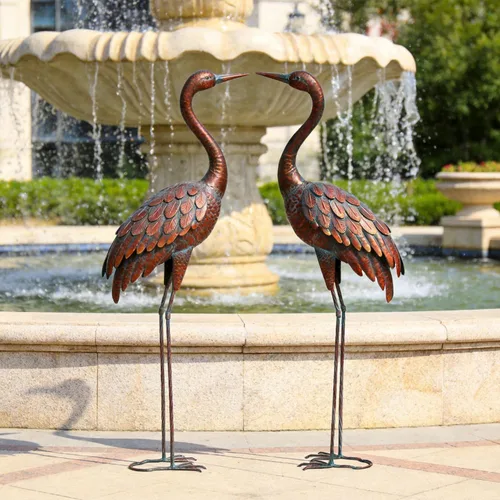 Miniatura 10 de Estatuas y esculturas de grúa de jardín al aire libre Chisheen Arte de patio de metal Estatua para decoración de jardín de tamaño grande