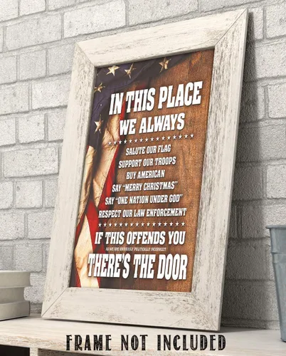 Miniatura 7 de In This Place - Póster de decoración de pared con la bandera estadounidense «We Salute & Support», este póster patriótico de arte de pared es un