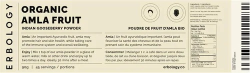Miniatura 8 de Erbology Polvo orgánico Amla de 3.2 onzas, 45 porciones, grosella espinosa india, regeneración de la piel y el cabello, rico en vitamina C