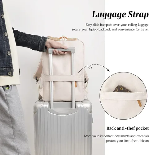 Miniatura 5 de Hp hope Mochila para laptop para mujer, mochila de trabajo de 15.6 pulgadas con puerto USB, mochila resistente al agua para viajes, universidad