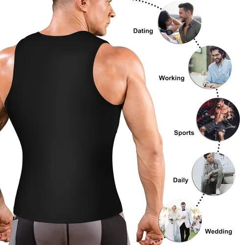 Miniatura 3 de Ursexyly Camisa de compresión para hombre, chaleco moldeador de capa base, chaleco con control de abdomen, camiseta sin mangas