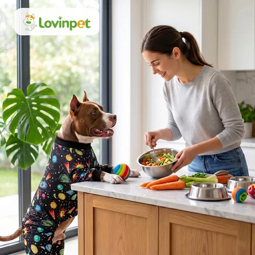 Miniatura 8 de LovinPet Mamelucos para perros grandes: pijama para perros grandes, poscirugía/cuidado de heridas, tela elástica ligera, estampado negro
