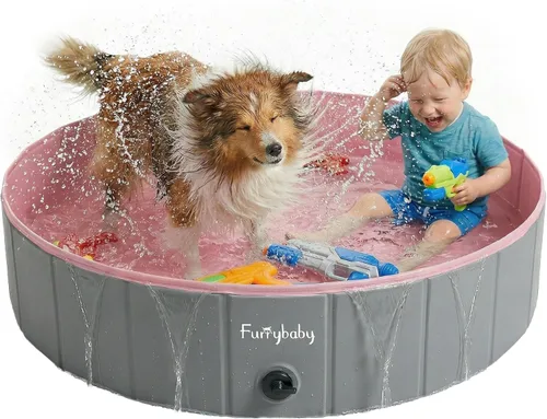 Miniatura 14 de Furrybaby Piscina para perros, piscina infantil plegable de plástico duro para perros grandes, portátil para mascotas, para nadar