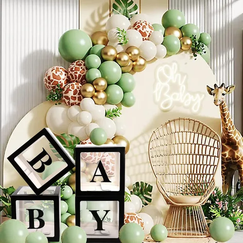 Miniatura 5 de CJT Cajas de bebé con letras para baby shower, cajas de bloque transparentes para decoración de baby shower, caja de globo transparente para fiesta