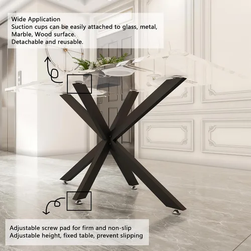 Patas de mesa de comedor modernas de metal de 30 pulgadas con ventosas, base de escritorio resistente para superficie de mármol, vidrio, madera,