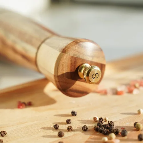 Miniatura 12 de Juego de molinillo de sal y pimienta con bandeja, molinillo de cerámica ajustable, molinillo de sal, molinillo de pimienta de acero inoxidable