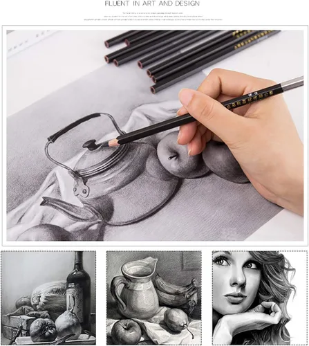 Miniatura 7 de YYMIYU Lápiz de pintura de carbón Lápices de dibujo de carbón 12 piezas duro