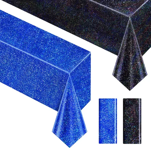 Miniatura 34 de Just Shimmer Mantel holográfico azul claro de 40" x 108" Decoración de fiesta rosa fuerte Día de San Valentín Fiesta de cumpleaños Decoración