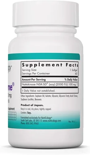 Miniatura 2 de Allergy Research Group NutriCology NattoZyme 100 mg - Suplemento para apoyar la circulación saludable - Proporciona 100 mg de nattoquinasa NSK-SD