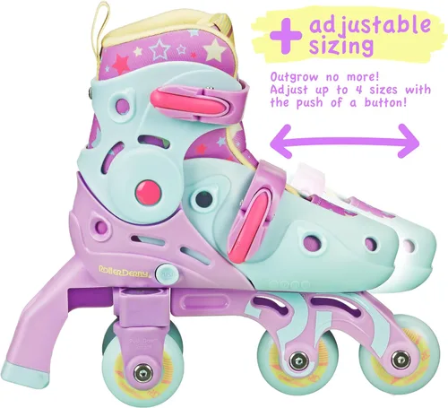 Miniatura 3 de Patines Roller Derby Switch para Principiantes, Patines Ajustables 2 en 1 Convertibles de Modo de Aprendizaje a Patines en Línea para Pequeños