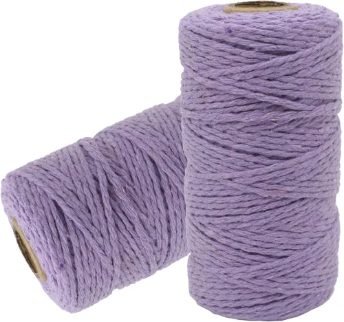 Cuerda de algodón para panaderos: cuerda de pan púrpura claro de 0.079 in, cuerda de 656 pies para envolver regalos 06 Púrpura Claro