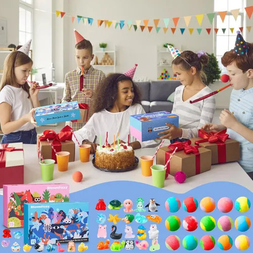 Miniatura 6 de 30 bombas de baño para niños con sorpresa en el interior, juego de regalo con 30 juguetes únicos de animales terrestres y marinos, bombas de baño