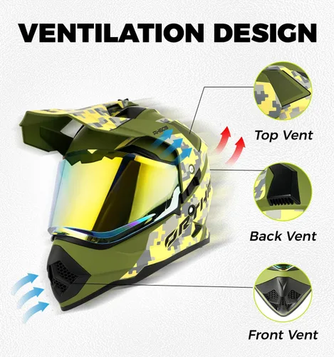 Miniatura 4 de Orthrus Casco de motocicleta Dual Sport Adventure certificado por DOT para adultos, doble visera y ranura de intercomunicador, ATV UTV Dirt Bike