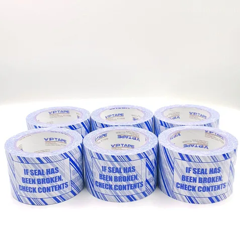 Miniatura 3 de VP Cinta de embalaje de seguridad impresa, 3 pulgadas x 110 yardas, espesor 2.0 mil,6 rollos., azul y blanco (3s)