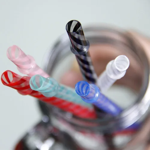 Miniatura 4 de Dakoufish Focos de plástico reutilizables y gruesos, de plástico, 12 piezas de 9 pulgadas, sin BPA, pajillas Mason Jar transparentes, a rayas, 6